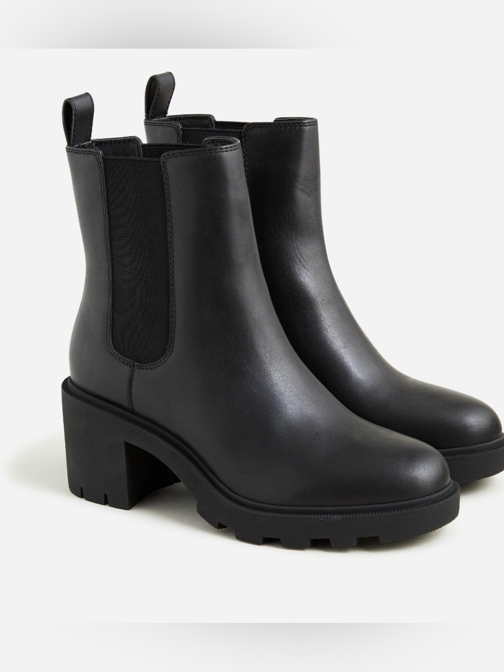 J. Crew Chelsea Lug Sole Boots Black Leather 9.5 EUC